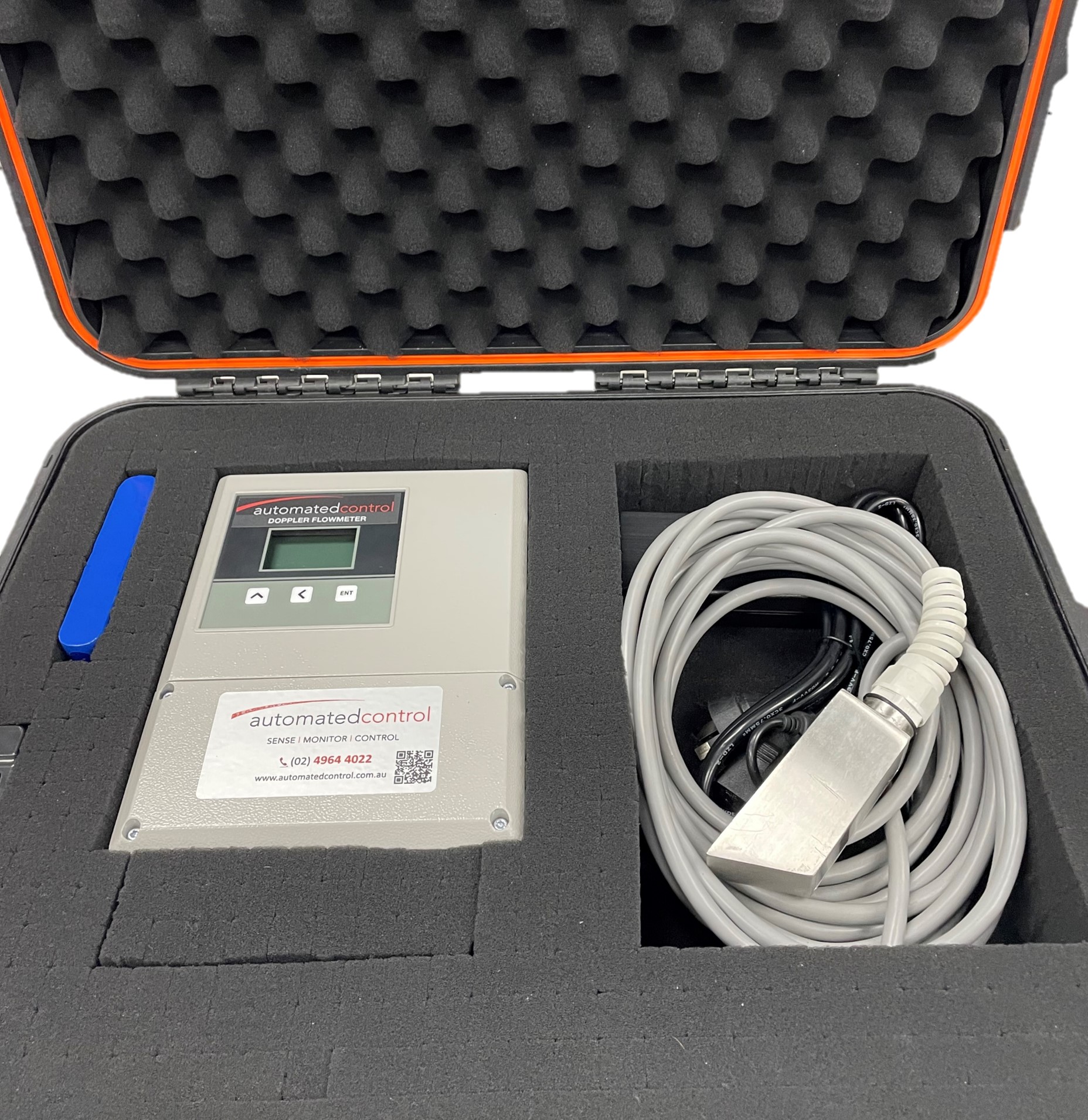 Portable Doppler Ultrasonic Flowmeter Case Open