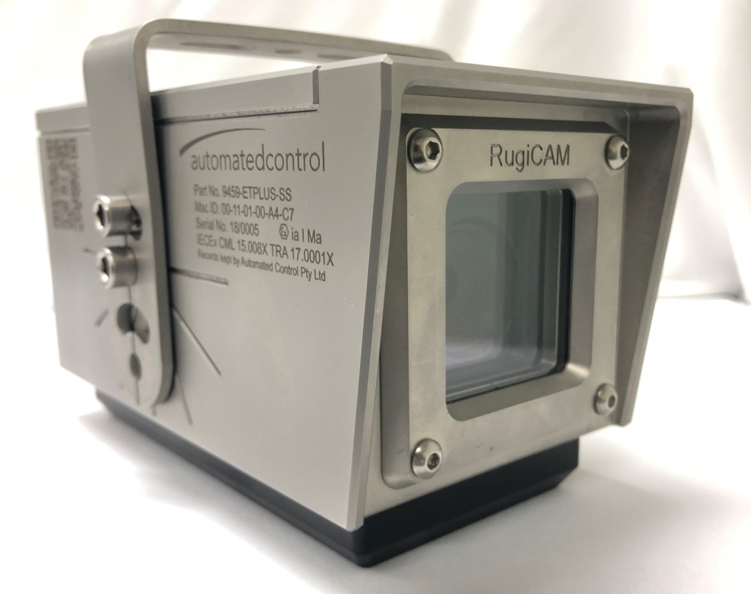 RugiCAM IP SS With QR Code Serial & MAC ID IECEx Front Side View 1