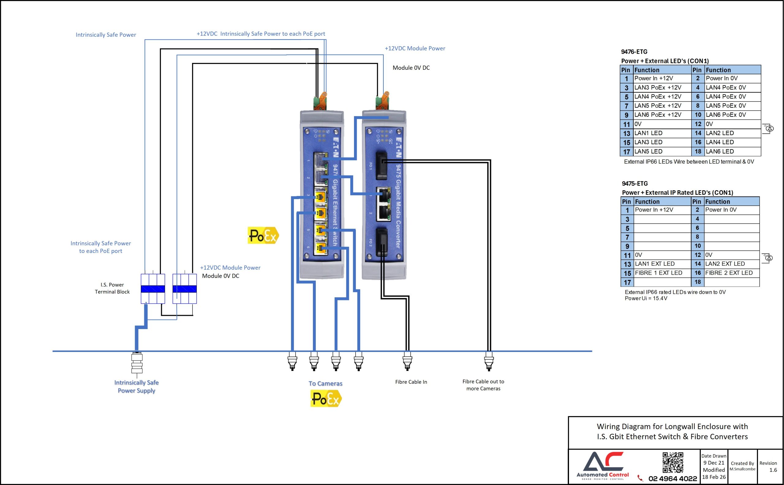 Wiring Diagram for Longwall Enclosure with I.S. Gbit Ethernet & Media Converter 18 Feb 26 Wiring Diagram for Longwall Enclosure with I.S. Gbit Ethernet & Media Converter 18 Feb 26